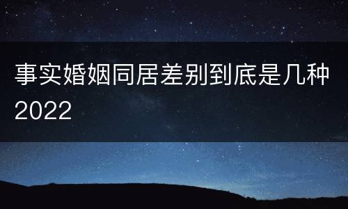 事实婚姻同居差别到底是几种2022