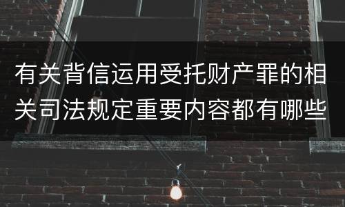 有关背信运用受托财产罪的相关司法规定重要内容都有哪些