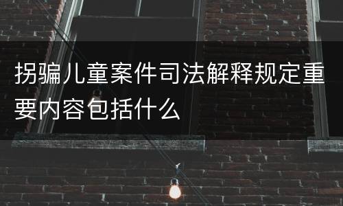 拐骗儿童案件司法解释规定重要内容包括什么