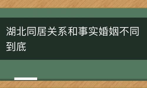 湖北同居关系和事实婚姻不同到底