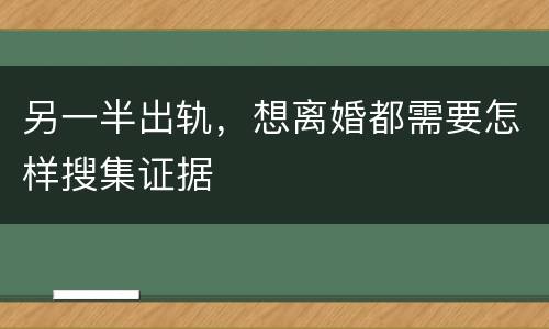 另一半出轨，想离婚都需要怎样搜集证据