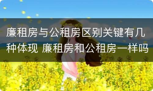 廉租房与公租房区别关键有几种体现 廉租房和公租房一样吗?