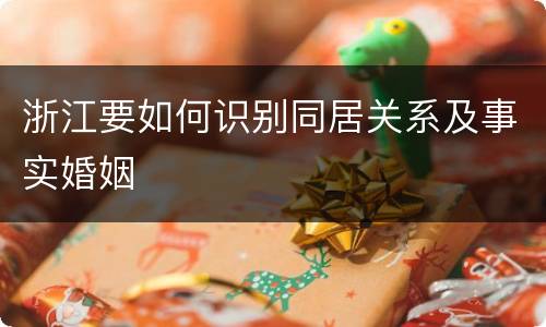 浙江要如何识别同居关系及事实婚姻
