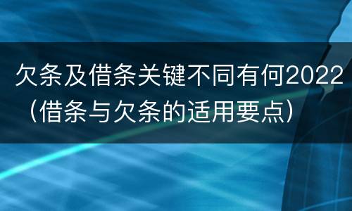 欠条及借条关键不同有何2022（借条与欠条的适用要点）