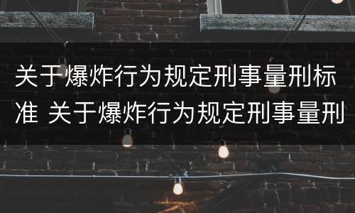 关于爆炸行为规定刑事量刑标准 关于爆炸行为规定刑事量刑标准的解释
