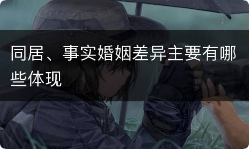 同居、事实婚姻差异主要有哪些体现