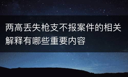 两高丢失枪支不报案件的相关解释有哪些重要内容