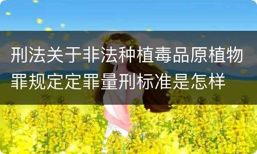 刑法关于非法种植毒品原植物罪规定定罪量刑标准是怎样