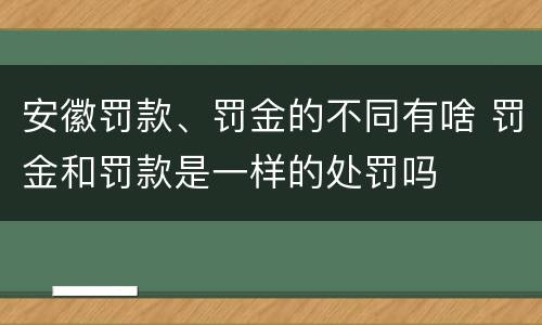 安徽罚款、罚金的不同有啥 罚金和罚款是一样的处罚吗