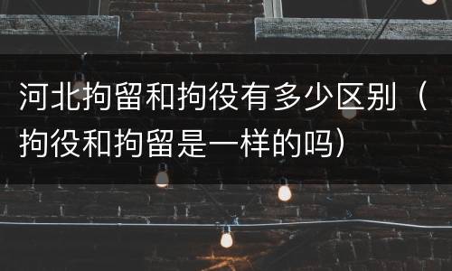 河北拘留和拘役有多少区别（拘役和拘留是一样的吗）