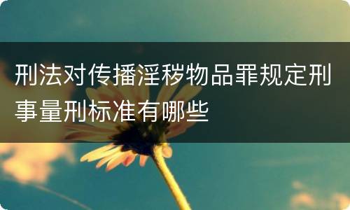 刑法对传播淫秽物品罪规定刑事量刑标准有哪些