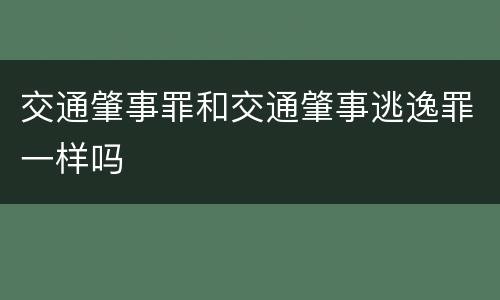 交通肇事罪和交通肇事逃逸罪一样吗
