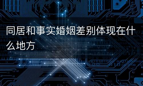 同居和事实婚姻差别体现在什么地方