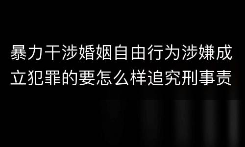 暴力干涉婚姻自由行为涉嫌成立犯罪的要怎么样追究刑事责任