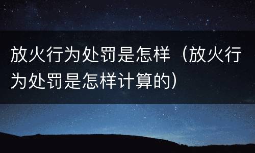 放火行为处罚是怎样（放火行为处罚是怎样计算的）
