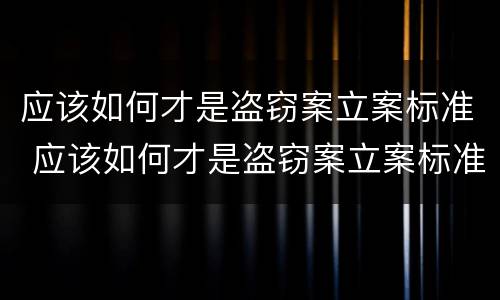 应该如何才是盗窃案立案标准 应该如何才是盗窃案立案标准呢