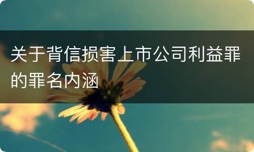 关于背信损害上市公司利益罪的罪名内涵
