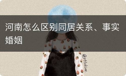 河南怎么区别同居关系、事实婚姻