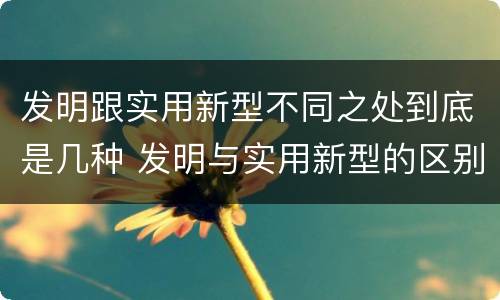 发明跟实用新型不同之处到底是几种 发明与实用新型的区别有