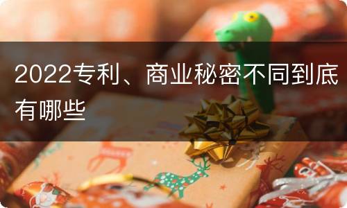 2022专利、商业秘密不同到底有哪些