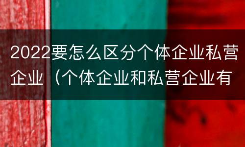 2022要怎么区分个体企业私营企业（个体企业和私营企业有哪些）