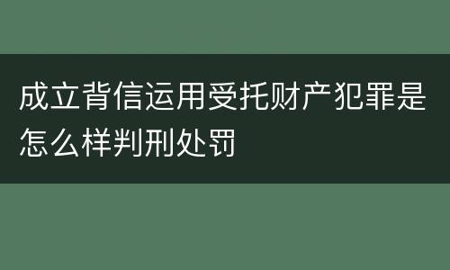 成立背信运用受托财产犯罪是怎么样判刑处罚