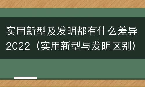 实用新型及发明都有什么差异2022（实用新型与发明区别）
