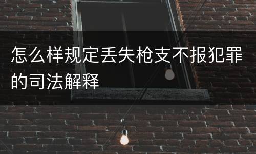 怎么样规定丢失枪支不报犯罪的司法解释