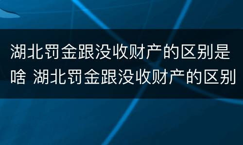 湖北罚金跟没收财产的区别是啥 湖北罚金跟没收财产的区别是啥呀