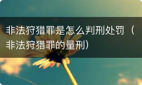非法狩猎罪是怎么判刑处罚（非法狩猎罪的量刑）