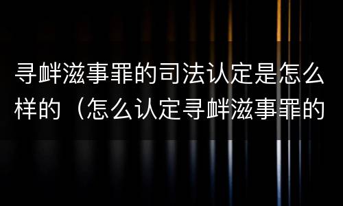 寻衅滋事罪的司法认定是怎么样的（怎么认定寻衅滋事罪的认定）