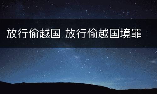 放行偷越国 放行偷越国境罪