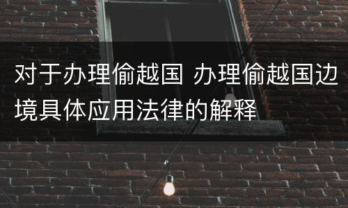 对于办理偷越国 办理偷越国边境具体应用法律的解释