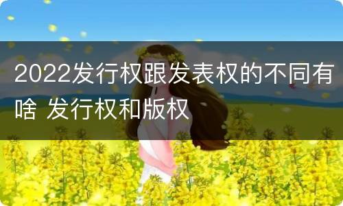 2022发行权跟发表权的不同有啥 发行权和版权