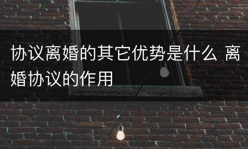 协议离婚的其它优势是什么 离婚协议的作用