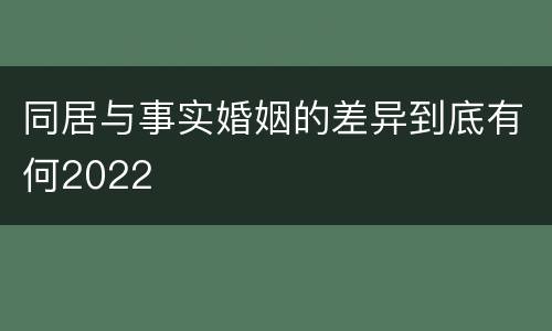 同居与事实婚姻的差异到底有何2022