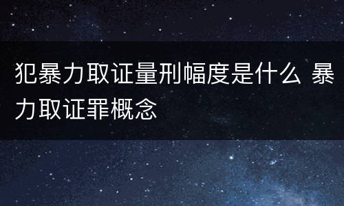 犯暴力取证量刑幅度是什么 暴力取证罪概念