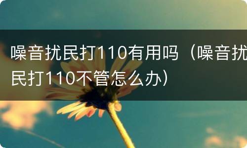 噪音扰民打110有用吗（噪音扰民打110不管怎么办）