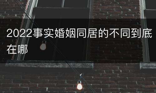 2022事实婚姻同居的不同到底在哪