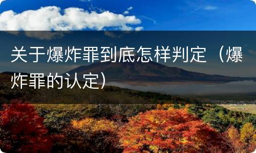 关于爆炸罪到底怎样判定（爆炸罪的认定）