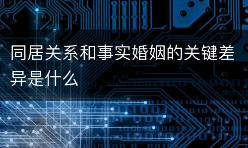 同居关系和事实婚姻的关键差异是什么