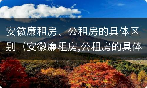 安徽廉租房、公租房的具体区别（安徽廉租房,公租房的具体区别在哪）
