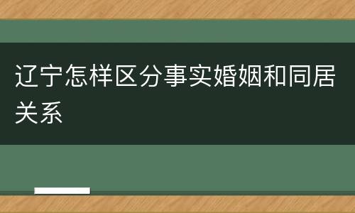 辽宁怎样区分事实婚姻和同居关系