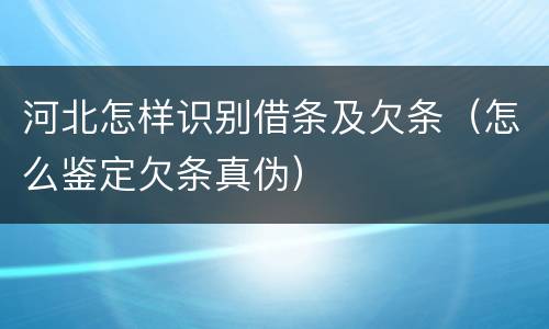 河北怎样识别借条及欠条（怎么鉴定欠条真伪）