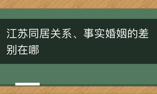 江苏同居关系、事实婚姻的差别在哪
