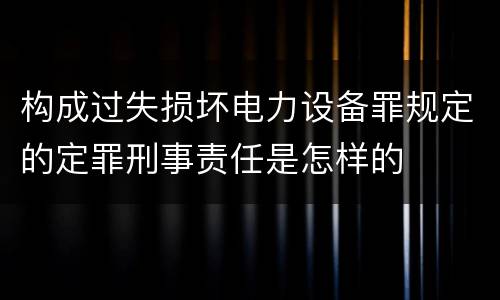 构成过失损坏电力设备罪规定的定罪刑事责任是怎样的