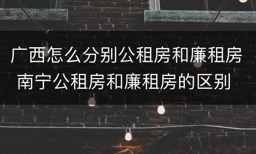 广西怎么分别公租房和廉租房 南宁公租房和廉租房的区别