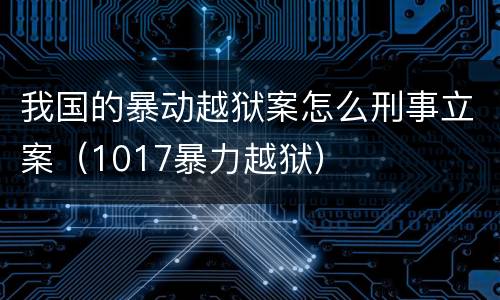 我国的暴动越狱案怎么刑事立案（1017暴力越狱）