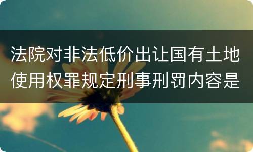 法院对非法低价出让国有土地使用权罪规定刑事刑罚内容是多少