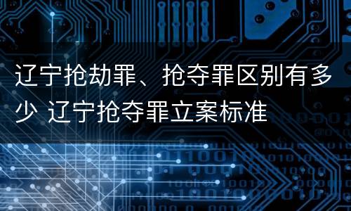 辽宁抢劫罪、抢夺罪区别有多少 辽宁抢夺罪立案标准